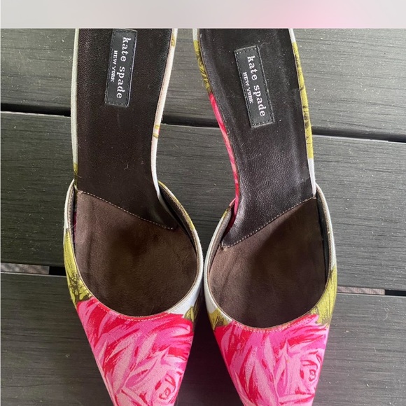 Vintage Kate Spade Kitten Heels with Pink Rose Design - Picture 2 of 5